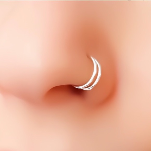 Fake Nose Ring Clip On Double Lip Cuff Faux Cartilage Earring Helix Upper Ear - Picture 4 of 7